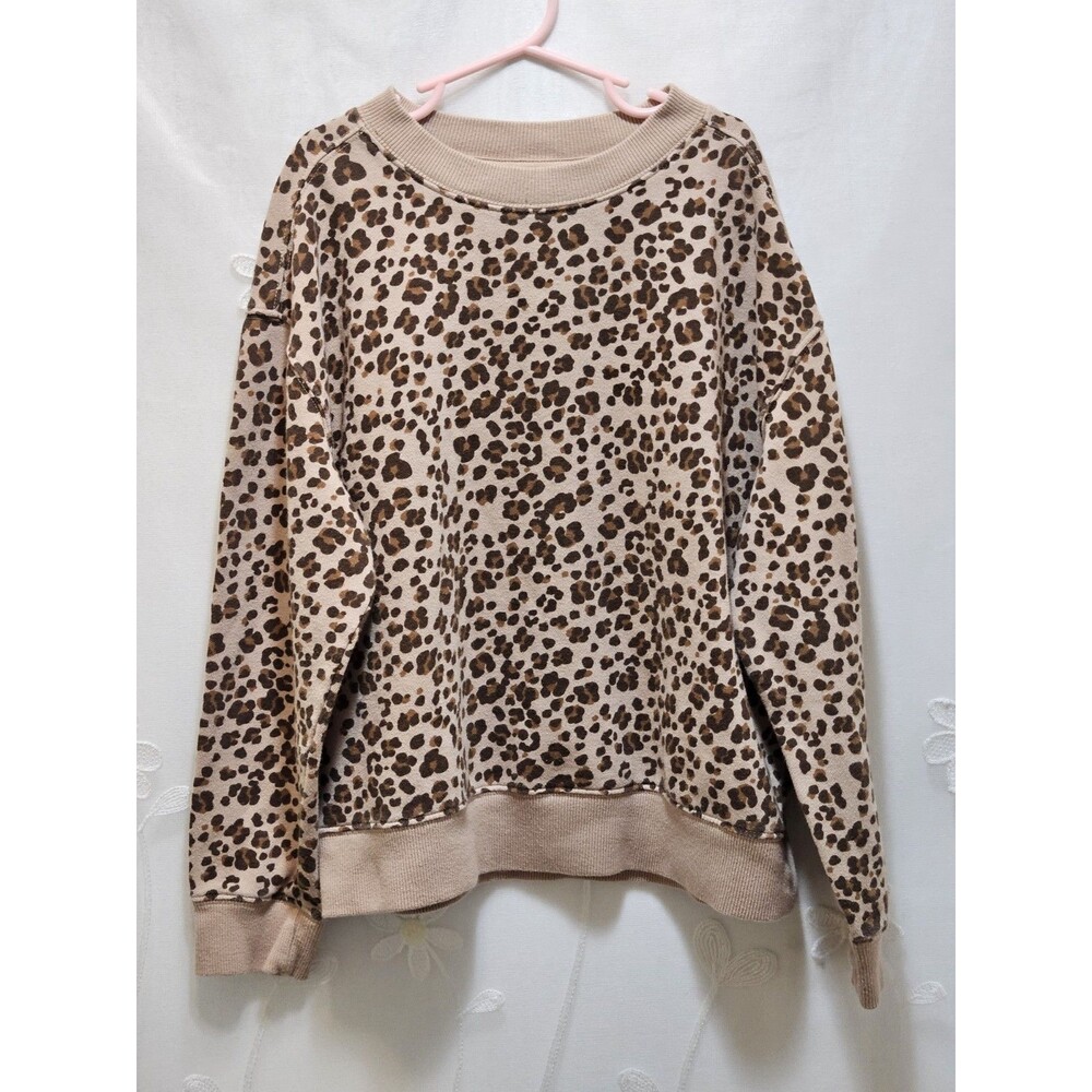 Wonder Nation Girls Brown Large Sweater Cheetah Tiger Cat Print Ribbed Trendy